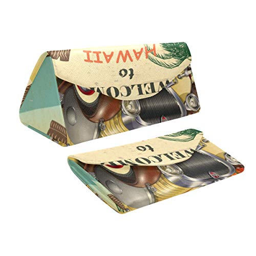 InterestPrint Hawaii Beach and Surfboard Foldable Eyeglass Case Triangular Sunglasses Case Hard Shell