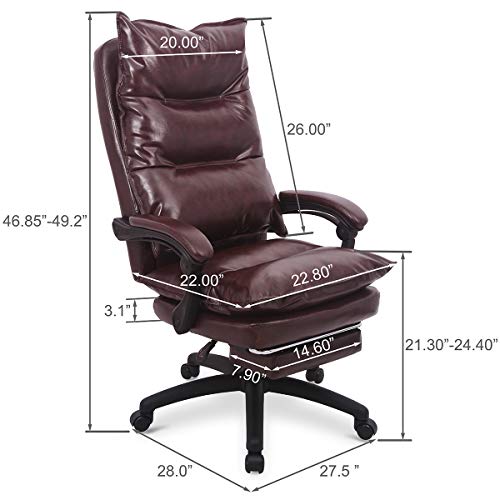 Ergonomic PU Leather Executive Office Chair Desk Task Computer Chair Swivel High Back Chair