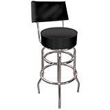 Trademark Gameroom Black Padded Swivel Bar Stool with Back