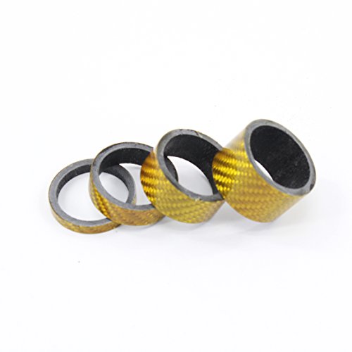 QILEFU 4pc Bike Bicycle Full Carbon Headset Spacer 1-1/8" 20 15 10 5mm (gold)