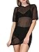 MakeMeChic Women's Swimsuit Cover Ups Beach Swimwear See Through Sheer Mesh Dress B Black S