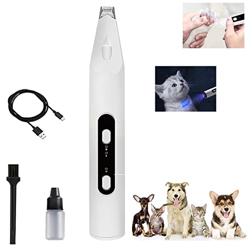 Mokeum Dog Clipper Professional Cat Dog Paw Trimmer LED Light and Cat Ringworm Lamp, Rechargeable Pet Paw Trimmer Dogs, Cats Paws, Face, Body 2 Gears Adjustable