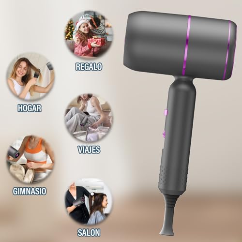 KIROGILY Secadora de Cabello, Secadora con Difusor para Rizos, Soporte, 2 Peine, Champú. secador de Pelo Plegable 1000W 2 Temperaturas 1.7M Cable, secador Ion Negativo