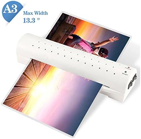 Thermal Laminator A3 A4 A6 Lamination Machine 9"/13" 2 Rollers System,Jam-Release Switch,Thermal and Cold,Fast Warm-up,Quick Laminating Speed for Home,Office,Store and School (White Laminator A3)
