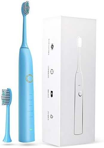 Rechargeable Electric Smart Toothbrush with 5 Vibration Mode and 2 minutes Automatic Timing Setting for Sensitive Gum, 2 shape brush head Adult Oral Care Kit (BLUE)