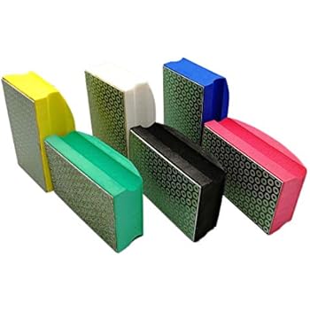 SHDIATOOL Electroplated Diamond Hand Polishing Pads Foam Back for Granite Marble Stone Ceramic(6pcs/set)