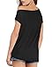 Sarin Mathews Women's Casual Off Shoulder Tops Short Sleeve T Shirts Loose Sexy Tank Tops Blouses Black XL
