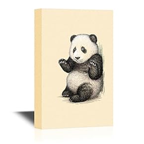 Canvas Wall Art - Cute Panda Raising Its Hands - Gallery Wrap Modern Home Art | Ready to Hang - 12x18 inches