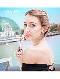 Sllaiss - Pendientes de tuerca de cruz chapados en oro de 18 quilates con cristales de Swarovski