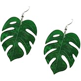 Acrylic Resin Tropical Green 3 Palm Leaf Plant Drop Dangle Earrings monstera Leaves Layered for Women Summer Holiday Beach Jewelry
