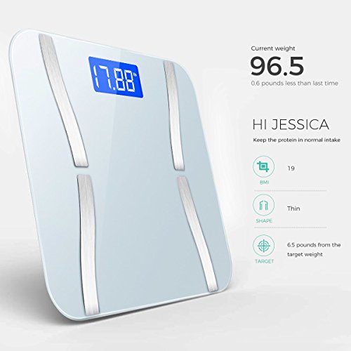 Yahey Body Weight Scales,Digital Bathroom Scales,Large Backlit Display High Accuracy Ultra Thin Tempered Glass with Unit kg/lb/st, Weight Capacity 400 Pounds,Best Christmas Gifts