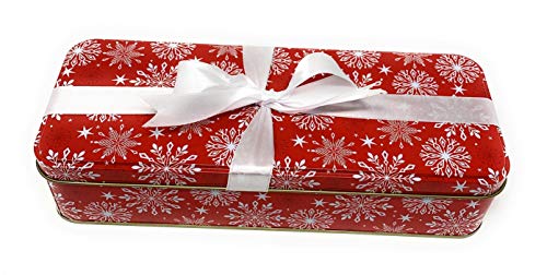 Christmas Cookie Tins With Lids For Gift Giving - Empty Candy Treat Swap Containers Snack Exchange Boxes Cerebrate a Holiday Party Favors Box 2 Pack Rectangular with Ribbon (Snowflake)