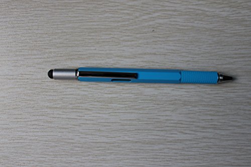 6 in 1 Multitool Pen with Gift Box - Includes 1 Ballpoint Pen, Universal Stylus Pen, Ruler,Flat and Phillips Screwdriver Bit, Level Gauge - The Perfect Multi-Function Gadget (Sky blue) - Thumbnail 4