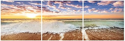 Elementem Photography 3 Panel Art Crashing Waves Landscape Portrait 60 X 20 Inches HD Canvas