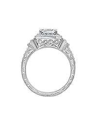 Conjunto de dos anillos de corte Asscher con forma de corazón con cristales Swarovski Zirconia enchapados en oro o plata (4.5 cttw)
