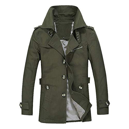 Realdo Mens Business Casual Jacket, Clearance Sale Overcoat Outwear Slim Long Trench Buttons Coat(Medium,Army Green)