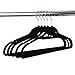 Finnhomy Heavy Duty 50 Pack Clothes Hangers with 10 Multiple Use Finger Clips, Durable Slim-Line Velvet Hangers Non-Slip Sturdy Clothing Hangers, Black