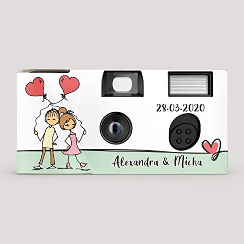 Hochzeitskamera Einwegkamera Young Couple - Crossed mit Personalisierung, ISO 400, 27 Aufnahmen, Blitz – Bild 3