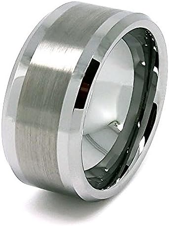 10mm Solid Tungsten Great Satin Center Wedding Band Size 8.5
