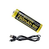 NITECORE NL1475R 750mAh 14500 Built-in Micro-USB Rechargeable Li-ion Battery with Lumen Tactical Charging Cable
