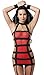 High Elastic Rubber Band Together Tight Miniskirt Babydoll Girly Lingerie and Garter (M, Black + Red)