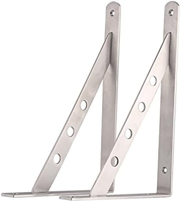 MYMIJUE SUS 304 Solid 90 Degree Heavy Duty 8" ,12" "L" Decorative Tripod Triangle Shelf Angle Wall Mounted Shelf Supporter Bracket Frame 2pcs of set (8 inch)