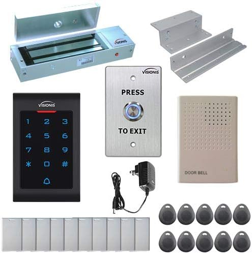 Visionis FPC-5331 One Door Access Control in Swinging Door 1200lb Maglock + VIS-3002 Indoor Use Only Keypad/Reader Standalone with Mini Controller + Wiegand 26, No Software, EM Card, 1000 Users Kit