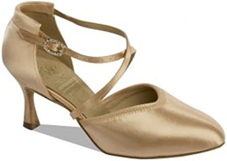 Ladies Supadance Tan Satin Ballroom Dance Shoe 1207 size 8 with 2.5 inch heel