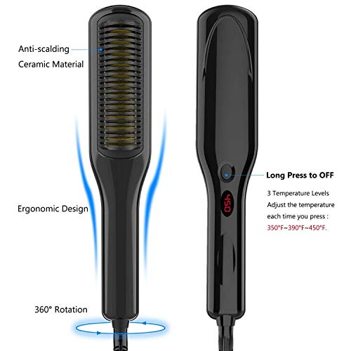 Hair Straightener, Ionic Hair Straightening Brush for Women, 3 Temp