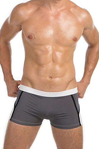 Louis Rouse Men's Sexy U Shaped Chinlon Soft Boxer Shorts Underwear (L, Grey)