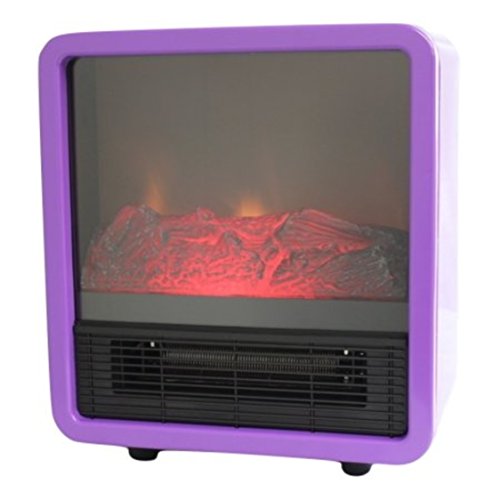 Personal Portable Fire Cube Electric 1500 Watts Heater Fireplace, Purple