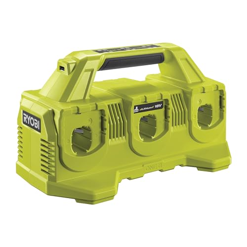 RYOBI 18 V ONE+ 6-Fach-Akku-Ladestation RC18640, 4,0 A Ladestrom, USB-Anschluss, Wandmontierbar, ohne Akku