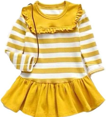 ミートン 商い ガールズワンピース 長袖 女の子 コットン100 子供服 ストライプ柄 可愛い 普段着 カジュアル 人気 秋冬 プレゼント春 スプライス
