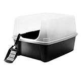 IRIS Open Top Cat Litter Box Kit with Shield and Scoop, Black (Misc.)