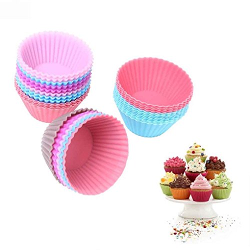 Muluo 1pcs/12pcs Silicone Cupcake Mold DIY Baking Fondant Muffin Cake Decorating Liner Pudding Jelly Case