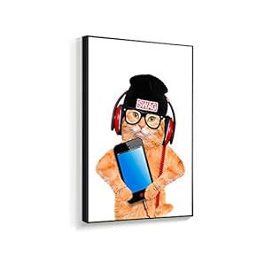 Framed Canvas Wall Art for Living Room, Bedroom Humorous Cat Canvas Prints for Home Decoration Ready to Hanging - 16x24 inches