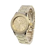 Winhurn Hot Sale Classic Stainless Steel Quartz Women Wrist Watch (Gold)
