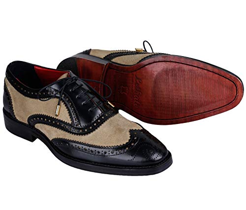 Lethato Wingtip Brogue Oxford Dress Shoes Handmade Men's Genuine Leather Lace up Dress Shoes Camel
