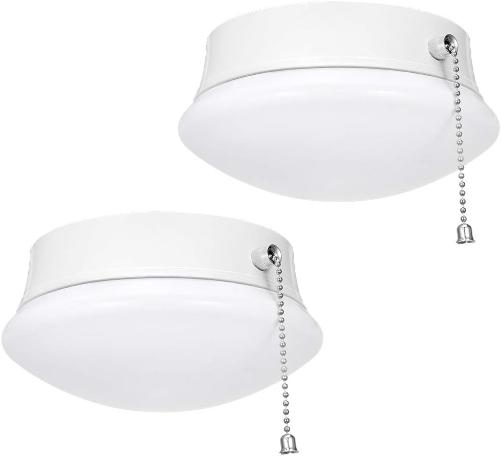 Lightdot 7” 2 Pack LED Closet Light with Pull Chain 12W 4000K, 1300lm, 125W E26 Bulb Replacement