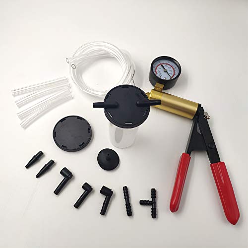 HTOMT 2 in 1 Brake Bleeder Kit Hand held Vacuum Pump Test Set for Automotive with Sponge Protected Case,Adapters,One-Man Brake and Clutch Bleeding System (Gray) - Thumbnail 3