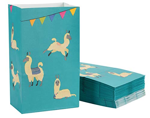 Llama Party Favor Bags - 36-Pack Fiesta Cinco de Mayo Party Supplies, Small Paper Goodie Gift Bags, 5.1 x 8.7 x 3.2 Inches