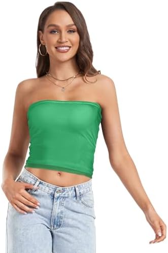 UMIRIKO Dark Cyan Women's Strapless Hollow Out See Through Crop