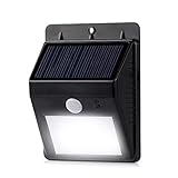 Solario Bright Solar Powered Wireless Outdoor LED Security Floodlights- 80 Lumen- No Tools Required Peel and Stick- Motion Activated- Black
