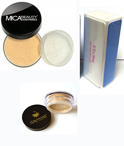 Bundle 3 Items: Mica Beauty Mineral Foundation MF-7 Lady Godiva and Itay Mineral Sample Size Foundation and A-viva Beauty Premium Nail Buffer