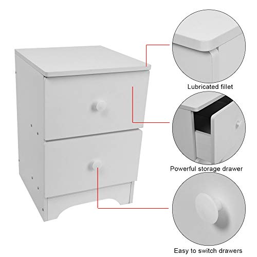 FimKaul White Nightstand with 2 Drawers - Bedside Furniture & Accent End Table Chest for Home, Bedroom Accessories, Office, College Dorm - Thumbnail 3