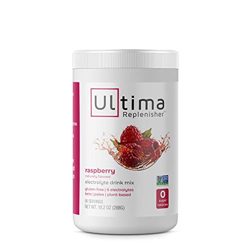 Ultima Hydrating Electrolyte Powder, Raspberry, 90 Servings, no Sugar, 0 Carbs or Calories, Keto, Gluten-Free, Paleo, Non-GMO, Vegan, with Magnesium, Potassium, Calcium, 10.2 Ounce (Pack of 1)