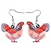 Acrylic Drop Hen Chicken Earrings Funny Farm Design Lovely Gift For Women By The Bonsny (Pink)