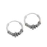 12mm Bali Hoop Earrings Sterling Silver