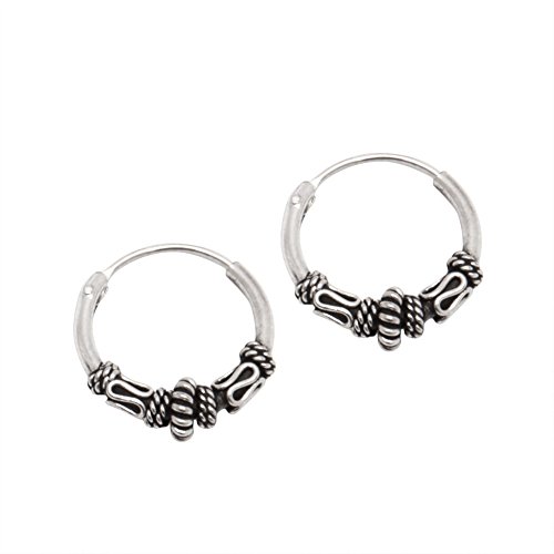 12mm Bali Hoop Earrings Sterling Silver