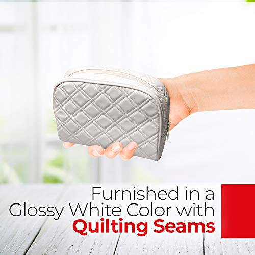 Titania Glossy Fabric Cosmetic Bag - Handy Travel Organizer & Storage For Toiletries Makeup & Cosmetics w/Zipper & Pocket - Best For Storing Home Bathroom & Beauty Essentials
